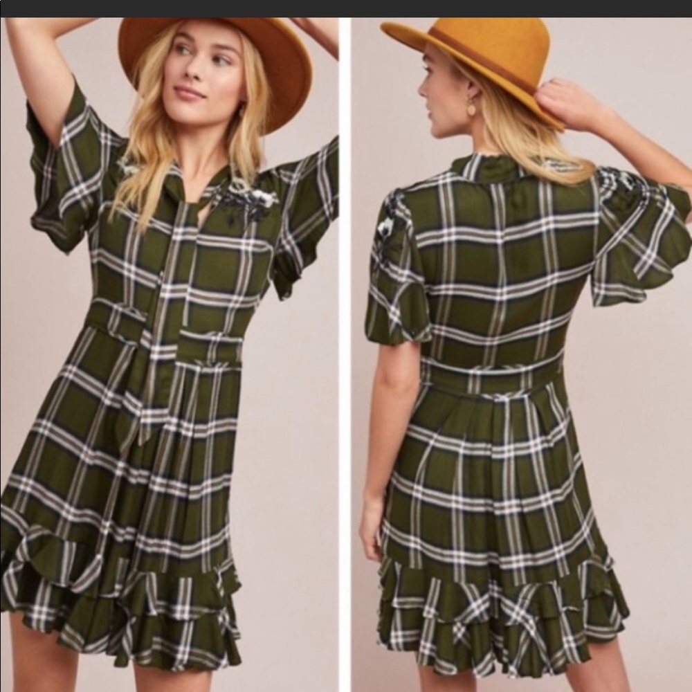 Anthro Ranna Gill Plaid Dress